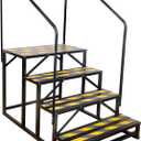 TOCRETOARE RV Steps with Handrail, Hot Tub Steps with Handrail, Portable Stairs Steps for 5th Wheel RV, Mobile Home Stairs Outdoor RV Step (4 Steps with 2 Handrails)
