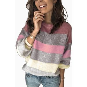 ANCAPELION Womens Casual Sweater Pullover Winter Basic Sweatshirt Long Sleeve Cozy Knitted Jumper Tops Loose Fit (Large, Gradient Pink)
