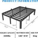 16 Inch Black King Size Bed Frame, Metal King Platform Bed Frame with Baffles, No Box Spring Needed, Heavy Duty Steel Support, Round Corner Design, Storage Space, Reserved Holes, Noiseless