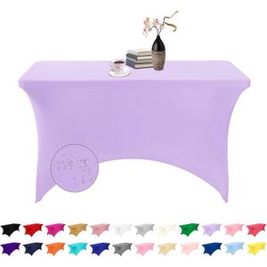 Spandex 4ft Waterproof Table Cover for Party,Wedding, Banquet, and Events(Lavender)