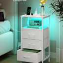 SONGMICS BELLAH Collection - Nightstand with Charging Station and App-Controlled Adjustable LED Lights, Bed Side Table, 3 Drawer and 1 Open Shelf, Bedroom, Cloud White and Snow White ULGS303WH01S
