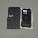 Magnetic Compatible with iPhone 16 Pro Case with Stand [Military Grade Drop Tested][Compatible with Magnet] Ring Translucent Slim Hard Back Soft Edge, Black