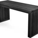 Bamboo Dining Bench, 35 inch Farmhouse Decor Indoor Kitchen Table Bench, Entryway Shoe Rack Bench, Outdoor Bench, Solid Bamboo Benches for Living Room, Hallway, Bedroom, Bathroom (Long, Black)