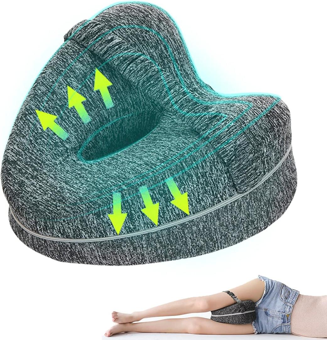 Leg & Knee Foam Support Pillow, Hollow Bandage Leg Pillow for Soothing Pain Relief for Sciatica, Back, HIPS, Knees, Love Memory Pillow with Washable Comfortable Cover