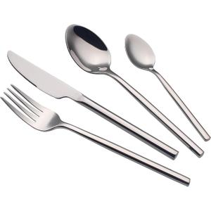 24 Piece Silverware Set For 6 Heavy duty 18/10 Stainless Steel Flatware Set Modern Design Knife/Fork/Spoon Mirror Polished Dishwasher Safe Cutlery Set with Gifts