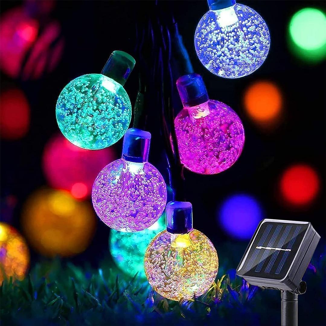 Solar String Lights Outdoor 100 Led 40 Feet Crystal Globe Lights with 8 Lighting Modes, Waterproof Solar Powered Patio Light for Garden Yard Porch Wedding Party Outdoor Decoration(Multicolor)