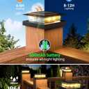 APONUO Solar Post Cap Lights for 4x4 Fence Posts, IP64 Waterproof Outdoor LED Deck Lights with 2 Modes (Warm White & Cool White), Auto On/Off Dusk to Dawn, Easy Install, Black, 8 Pack