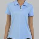 MoFiz Womens Zip up Golf Polo Shirt Short Sleeve Workout Golf Top Moisture Wicking Lightweight Tennis Shirts (Blue, XL)
