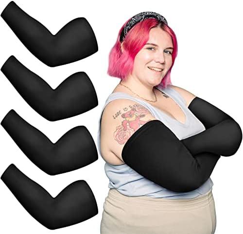 Chuarry 3 Pairs Plus Size Arm Sleeves for Women Men UV Sun Protection Cooling Ice Silk Arm Wraps for Flabby Arms