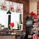 Christmas Valances for Windows Gingerbread Candy Cane Christmas Kitchen Curtain Valances Rod Pocket Xmas Ball Window Curtain Treatment Topper Curtains Seasonal Valance Christmas Decor, 42x12 Inch