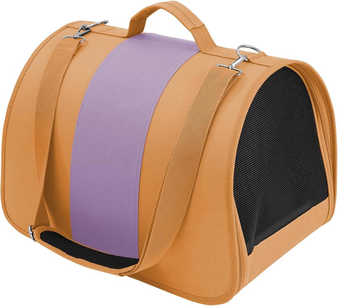 Cat, Dog Carrier for Medium Large Cats Puppies up to 30 Lbs, TSA Airline Approved Carrier Soft Sided, Collapsible Travel Puppy Carrier (Orange and Plum, Medium)