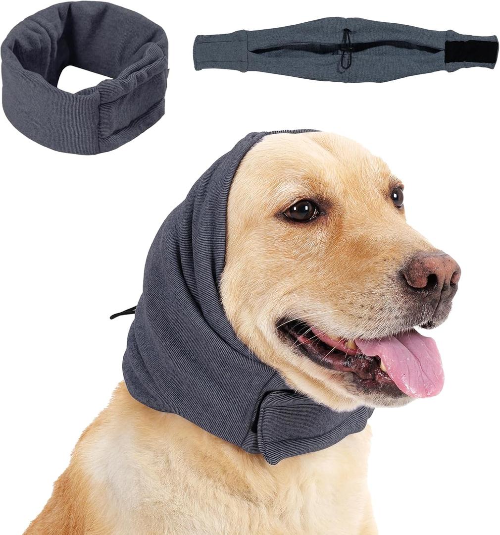 Dog Calming Hoodie, No Shake Ear Wraps for Dogs, Adjustable Dog Ear Muffs for Noise Protection, Ear Wrap Head Cover for Head Warp Anxiety Relief, Hematoma, Grooming and Force Drying, Size: M(Head Circle:13.8"-18.9")