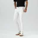 Plaid&Plain Men's Plaid Pants Skinny Dress Pants for Men Skinny Chino Pants Men 7301-White-T28X28
