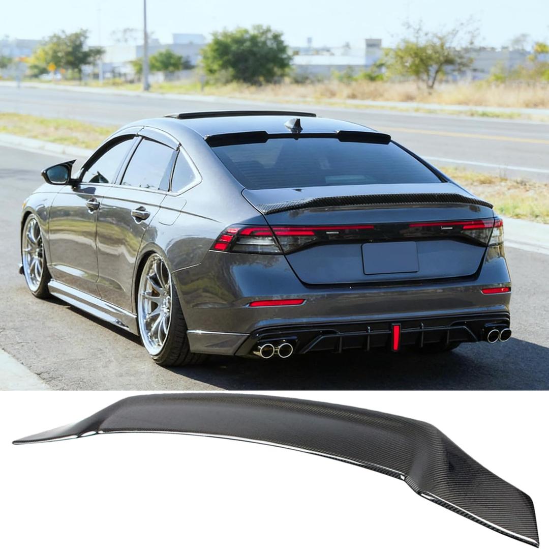 MUTUSAISI Rear Spoiler Wing for Honda Accord 2023-2026 11th Gen Accessories | LX, EX, Hybrid Sport, Prime, 11th Gen Sedan, Trunk Lip Spoiler, R Sporty Style, Durable ABS, Tape Install, Carbon Fiber Look