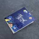 5 x CRTURUNIQ Luxury Navy Blue Thank You Card with Silver Foil - 5x7 Large Blank Note Card with Thick Gold Envelope & Sticker - Premium Heavyweight Cardstock for Wedding, Business, Sympathy & Men