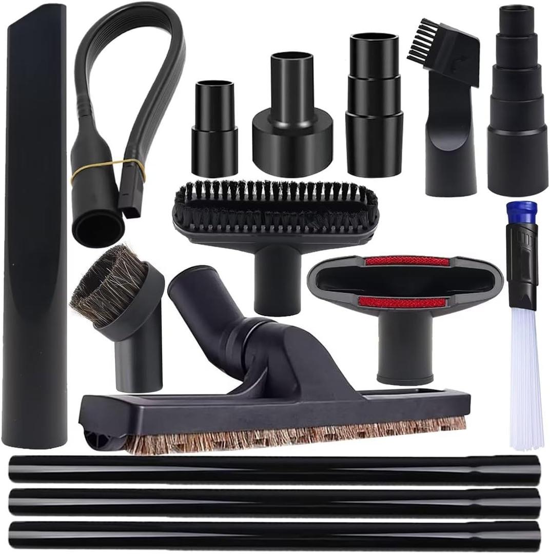 15 Pcs Universal Vacuum Attachments & Brushes for Shop Vac Accessories - 2 1/2" to 1 1/4" Hose Adapter for Shop Vac, 1 7/8" to 1" Vacuum Hose Adapter, 1 1/4" Shop Vacuum Cleaner Attachments