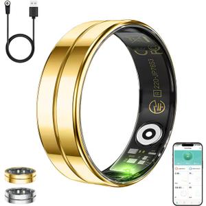 White Elephant Gifts for Adults, Smart Ring, Christmas Birthday Gifts for Women Men Boyfriend Husband Wife,Valentines Day Gift for Him Her, Anniversary Health Gift Gold 10