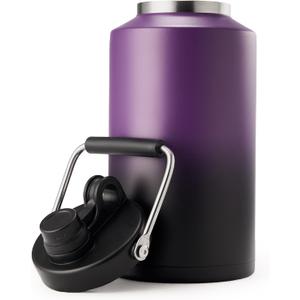 Kerilyn Insulated Gallon Jug with Handle, One Gallon, 128oz Stainless Steel, Large Double Vacuum Water Bottle for Hot & Cold Drinks, Wide Mouth, Sweat Proof, Great for Travel, Camping, Purple Gradient