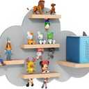 Grey Cloud Tonie Shelf Wall Mounted, Magnetic Floating Shelves for Toniebox, Tonies Characters, Wooden Tonie Storage Shelf for Kids Room