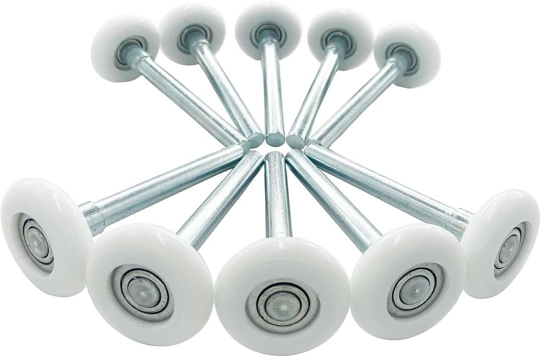 ZhenT 10Pack Quiet Garage Door Roller,Reinforced Dual Cage,White 2 13 Ball Bearing 4 Stem,Reuse More Than 100,000 Cycles
