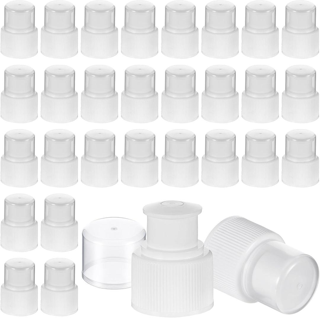 Yulejo Plastic Push Pull Replacement Caps 28 mm Twisted Sport Bottle Lid Reusable Water Bottle Cap Screw Tops for Water Bottles Soda Bottles (White)