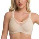 Reairtal Minimizer Bras for Women, Smoothing Underwire Seamless Bra, Full Coverage Shaping Lingerie for Fuller Busts Nude 46C