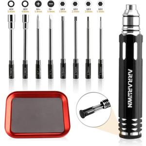 10 in 1 RC Model Repair Tools Kit with 1.5/2.0/2.5/3.0/4.0/5.5mm Hex Screwdrivers Wrench Phillips & Slotted Screwdriver, Metal Tray for RC Cars Helicopter Drone Boat 10 in 1 RC Model Repair Tools Kit with 1.5/2.0/2.5/3.0/4.0/5.5mm Hex Screwdrivers Wrench Phillips & Slotted Screwdriver, Metal Tray for RC Cars Helicopter Drone Boat