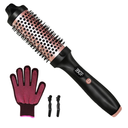 Thermal Brush, Heated Round Brush, Negative lon Heated Curling Brush 1.5 Inch, 3 Temp Settings, Dual Voltage Rose Gold Update Ceramic Tourmaline