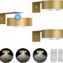 3Pack Picture Light Battery Operated Painting Lights for Wall Wireless Magnetic Display Art Light with Remote Control,Dimmable&Timer Portrait Light for Art Frame Artworking,Wall Decor Puck Lights-Gold