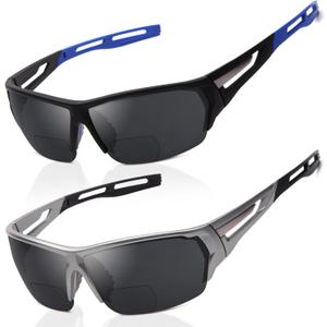 LianSan 2PCS Bifocal Reading Sunglasses for Men Women - Wide Frame Shades Reader Sunglasses XL Sun Readers for Outdoor Sports