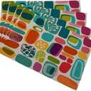 Mugod Geometric Shapes Placemats Retro Style Shapes Vintage Multicolored Fashion Background Decorative Heat Resistant Non-Slip Washable Place Mats for Kitchen Table Mats Set of 4 12"x18"
