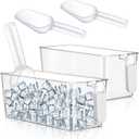 Havawish Ice Storage Bin and Flexible Scoop Set Plastic Freezer Bin with Pull Out Handle Storage Bucket Clear for Container with Scoop(Grey,10.83 x 4.92 x 4.33 in,Classic)