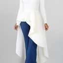Lrady Womens Casual Shirt Dress High Low Ruffle Blouse Asymmetrical Peplum Tops Long Tunic Dresses (Small)
