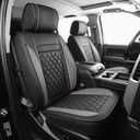JOJOBAY for Chevy Silverado 1500 Seat Covers,Leather Car Seat Covers for GMC Sierra,Custom Fit 2007-2026 1500 2500HD 3500HD Crew Double Extended Regular Cab(Front Seat,Black with Grey)