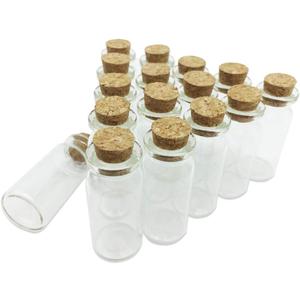 Mini Glass Jars with Cork Lids, 10ml DIY herb Sand Art, Small Romantic Decorations Glass Bottles Message Craft, Birthday Wedding Anniversary Party Favors Pack of 16