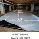 Crawl Space Vapor Barrier Kit 10 ft x 100 ft, 10 Mil Thick Plastic Sheeting with 2 in x 65 ft Sealing Tape, Black & White Poly Film for Crawlspace Encapsulation & Ground Moisture Control