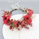 yuruyi Flower Crowns for Women，Headband Hair Wreath Wand for Wedding Festival Adjustbale Floral Headpiece Shoot Props Floral Crowns for Women (Red, Adjustable)