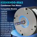K55HXHDD-8562 1086598 Condenser Fan Motor, 1/5HP 1075RPM 208-230V 1.3A 60Hz with 3 F Capacitor Fits for GE Emerson ICP Heil 1082639 K55HXPSS-7300 K55HXPSS-7298 K55HXKR-5599