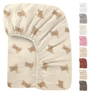 52x28 Inches Muslin Crib Sheets Fitted Crib Mattress Sheet for Baby Girls & Boys, 100% Cotton, Soft Boho Neutral Toddler Bedding Bed Sheets Fits Well Standard Size Crib Mattress 28x52 Inches (E - Teddy Bear) 52x28 Inches Muslin Crib Sheets Fitted Crib Mattress Sheet for Baby Girls & Boys, 100% Cotton, Soft Boho Neutral Toddler Bedding Bed Sheets Fits Well Standard Size Crib Mattress 28x52 Inches (E - Teddy Bear)