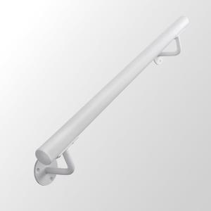 2 FT Heavy Duty White Metal Stairs Railing Indoor, Wall Mount Pipe Stair Handrail - Hand Rails for Indoor & Outdoor Steps, Banister Deck Porch Patio Railing, Wall Grab Bars for Seniors