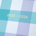 Letts of London® Gingham Academic Weekly/Monthly Planner, August 2025 to July 2026, Week-to-View, Sewn Binding, Multilingual, A5 Size, 8.25" x 5.875", Aqua (C031931-26)