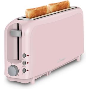 SEEDEEM 2 Slice Slim Toaster, Single 10" Long Slot Toaster Fits Bagels & Artisan Bread, 6 Shade Settings, Cancel/Reheat/Defrost, Removable Crumb Tray, Auto Shut-Off, Pink