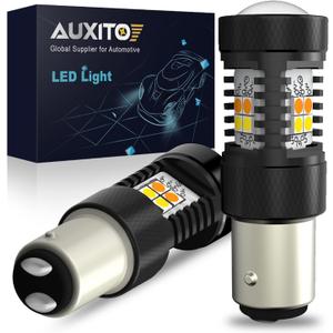 AUXITO 1157 Switchback LED Turn Signal Light Bulbs 2057 2357 7528 BAY15D P21/5W White/Amber Dual Color 3030SMD Chipsets with Projector for Turn Signal Blinker Parking Daytime Running Lights