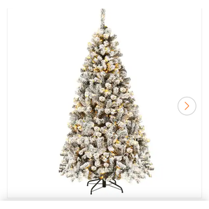 6 ft. Pre-Lit LED Flocked Snow Hinged Pine Artificial Christmas Tree with 250 White Lights