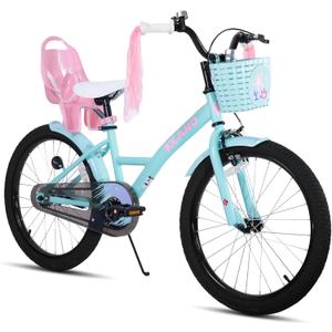 KEANO Zinnia 14 16 20 Inch Kids Bike for Girls Ages 3-10 Years, Girls' Bikes with Training Wheels, Streamers, Basket and Doll Seat, Children Bicycles (Green)