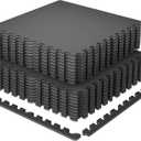 SUPERJARE 0.79'' Extra-Thick Exercise Equipment Mats, 18 Pcs 72 Sq Ft Rubber Top Floor Tiles with High Density EVA Foam, Interlocking Gym Flooring for Home Gym, Workout Mat, Black