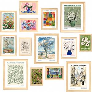 2 x Elegift Vintage Eclectic Wall Art Prints, Artsy Maximalist Decor Room Aesthetic, Gallery Wall Prints Posters for Bedroom, Dorm Wall Decor, (Multi Sizes, 8" X 10" Largest, Set of 14,Unframed)