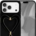 Jusy Case for iPhone 17 Pro Max, Cute Heart with 3D Heart Stand Slim Fit Liquid Silicone Soft Anti-Scratch Microfiber Lining Shockproof Protective Phone Cover for Girly Women Case - Black