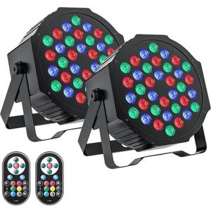 U`King LED Par Lights DJ Stage Light Corded RGB 36 LED with Sound Activated Control DJ Uplighting for Wedding Party Club Christmas Stage Lighting (2 Packs)