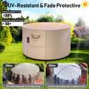 QH.HOME Fire Pit Cover Round-36" D X 24" H Inch Heavy Duty 900D Strong Tear-Resistant and UV Resistant and Waterproof and Fading Resistant Polyester Firepit Covers Round for Outdoor Fire Pit-Wheat